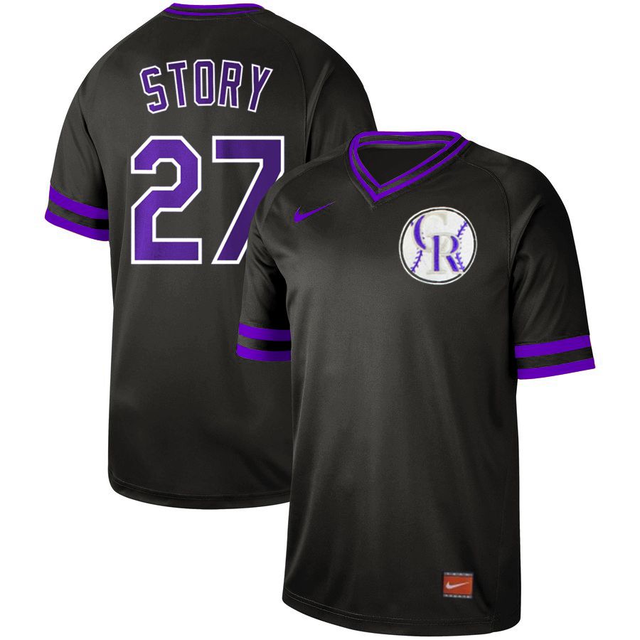 Men Colorado Rockies #27 Story Black Nike Cooperstown Collection Legend V-Neck MLB Jersey->colorado rockies->MLB Jersey